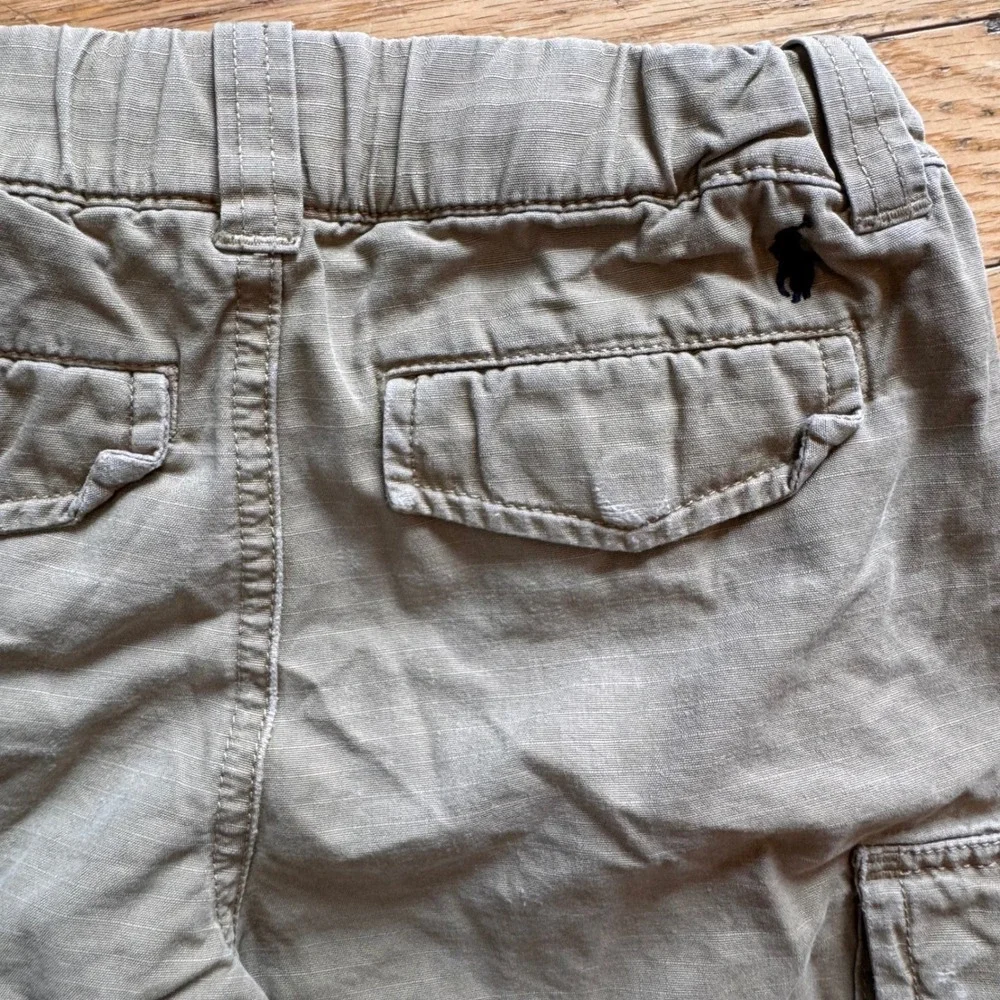 Polo Ralph Lauren Kids Khaki Ripstop Cargo Shorts Tan Size 7 Elastic Waist Draw